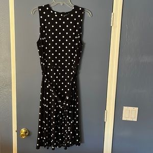 Ralph Lauren Sleeveless Navy Blue/White Polkadots Knee Length Beautiful Dress 14